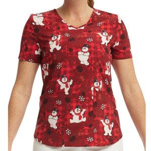 NEW Choose Size FROSTY THE SNOWMAN Nurse Medical Hospital Uniform Scrub Top